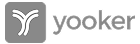 Yooker logo grijs blok met witte tekst